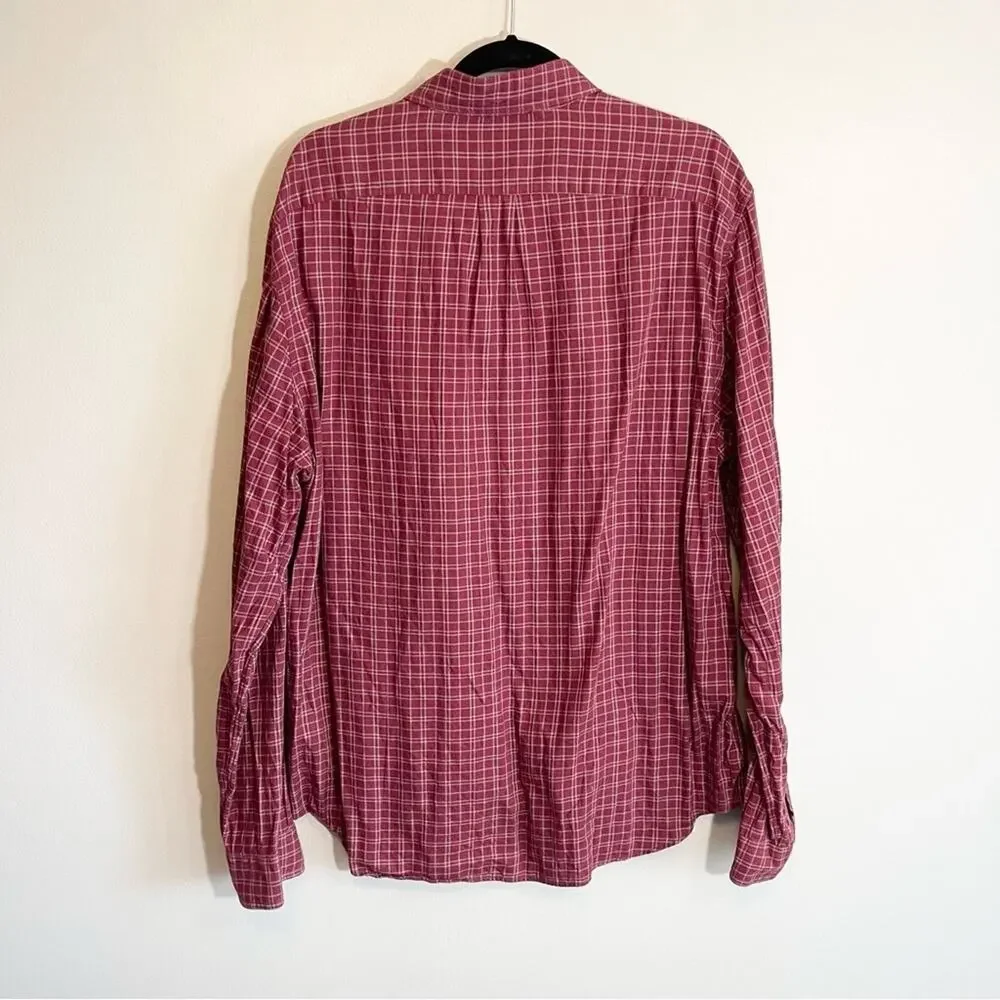 J. Crew Men's‎ Maroon Plaid Flannel Button Down Size XL